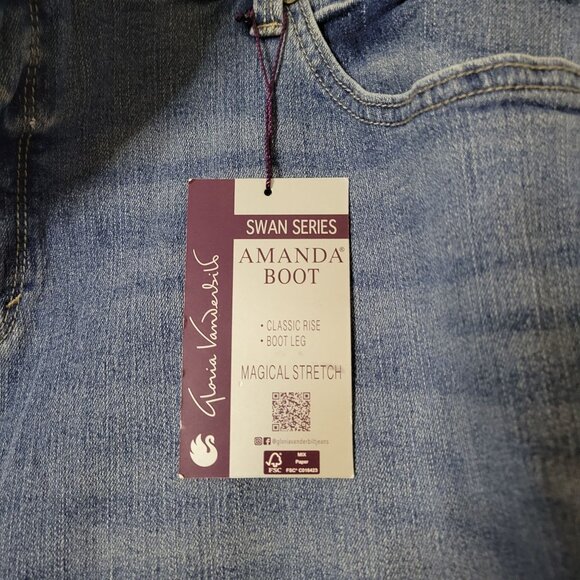 Gloria Vanderbilt Amanda Bootcut Jeans 20 W Short Women's Denim Blue Stretch - Picture 9 of 9